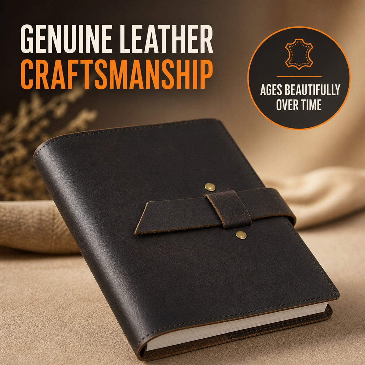 Refillable Leather Ring-Binder Journal (8 × 6 in)