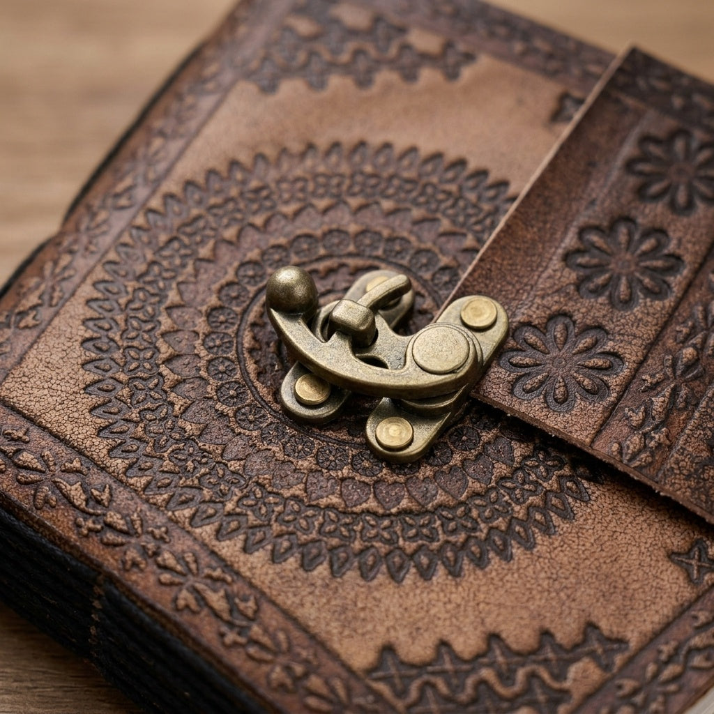 Vintage Leather Journal with Brass Lock