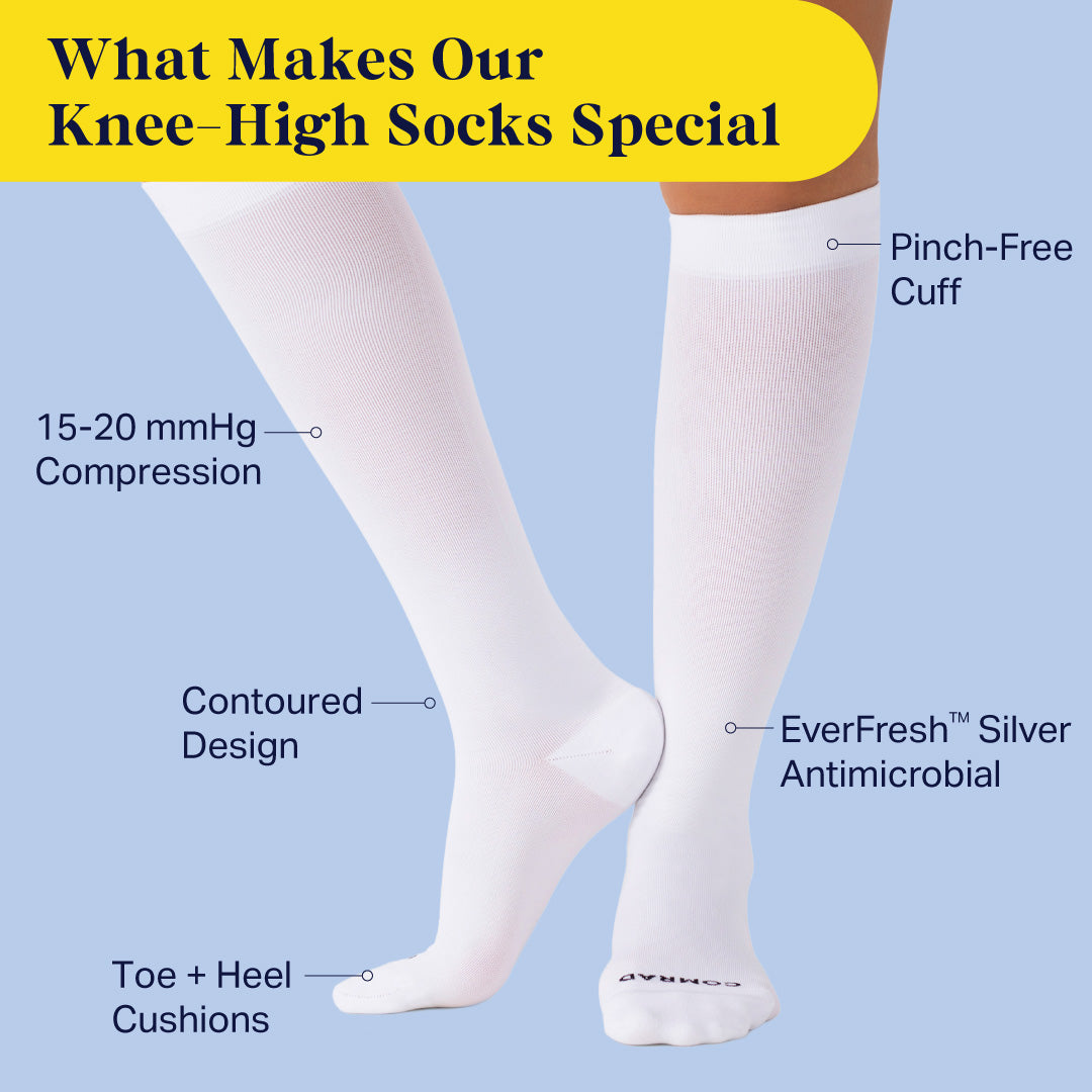 Knee-High Compression Socks — White