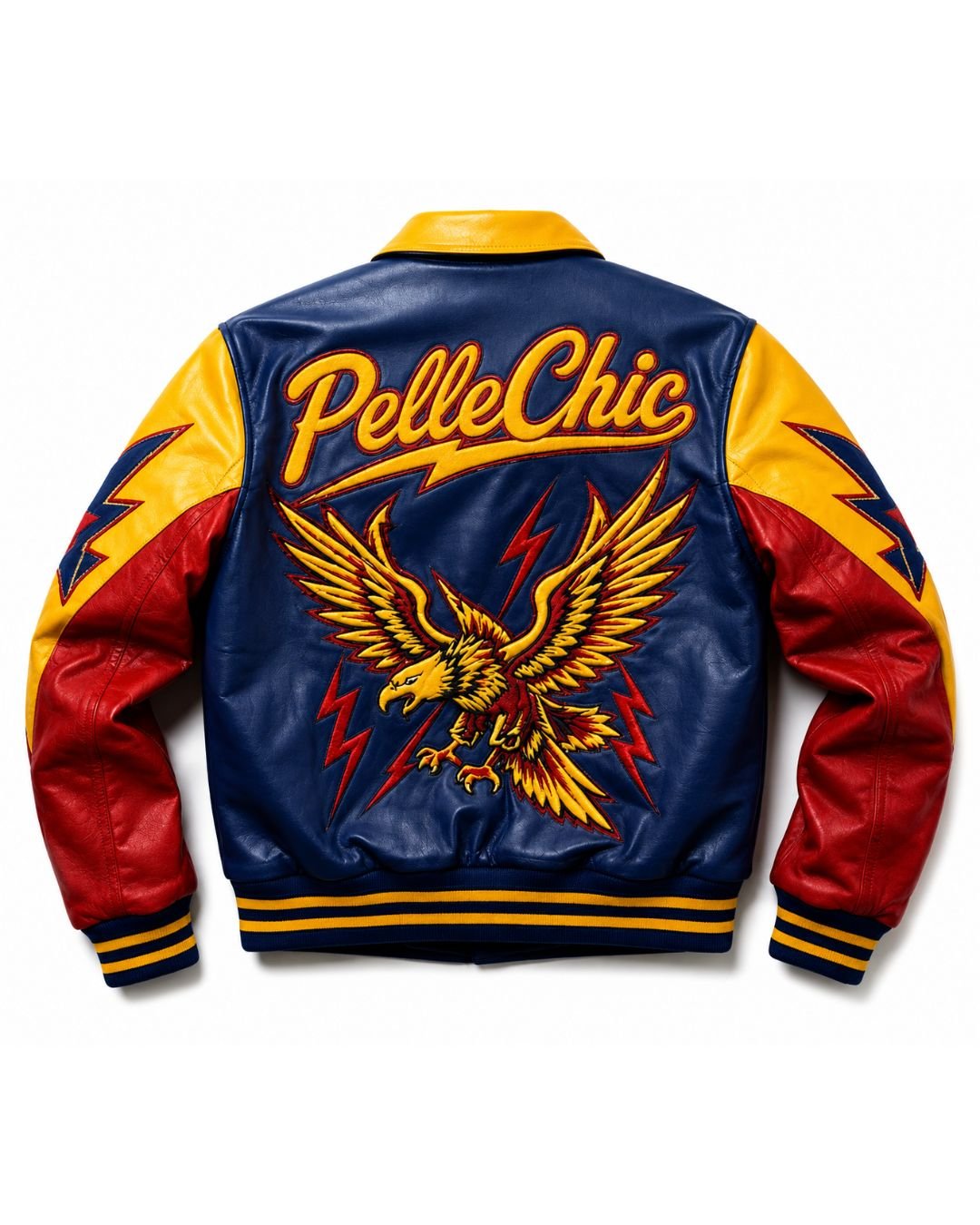 Pelle Chic Eagle Volt luxury leather bomber jacket