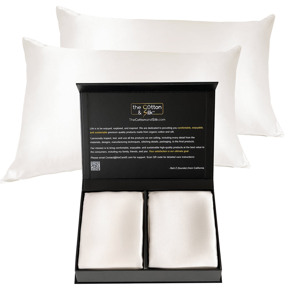 Mulberry Silk Pillowcase Pair – 22 Momme, Zipper Closure, Cream