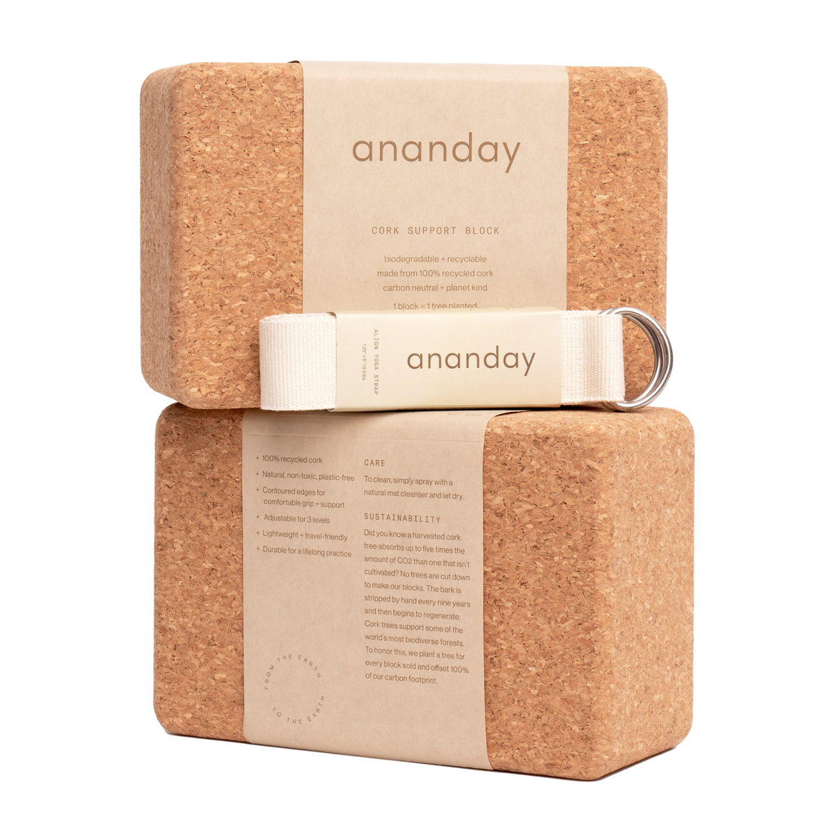 Ananday Yoga Block + Strap Set