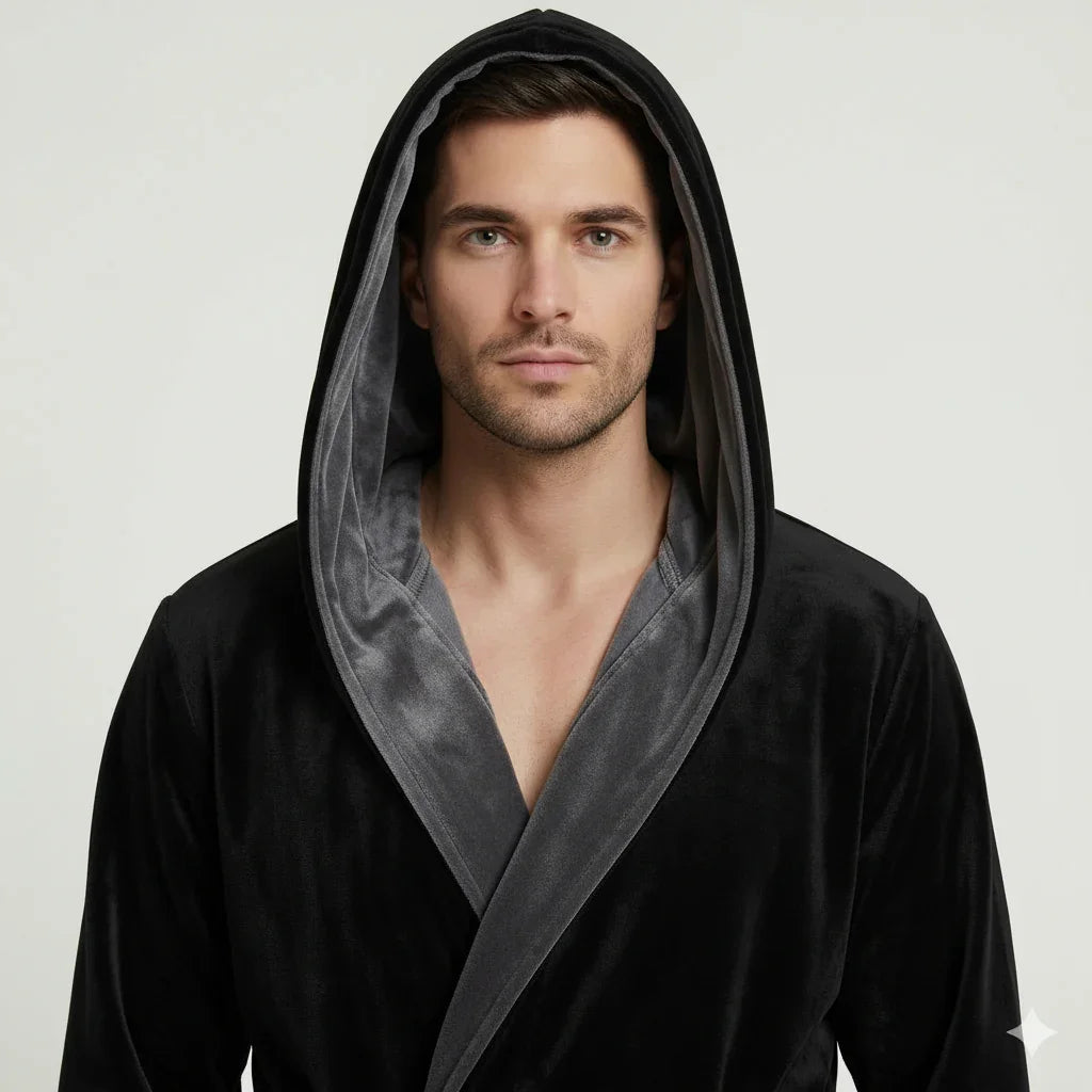 Men's Hooded Plush Robe – Ultra-Soft Microfiber