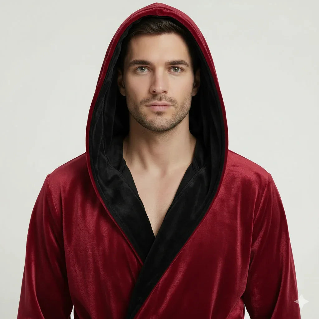 Men's Hooded Plush Robe – Ultra-Soft Microfiber