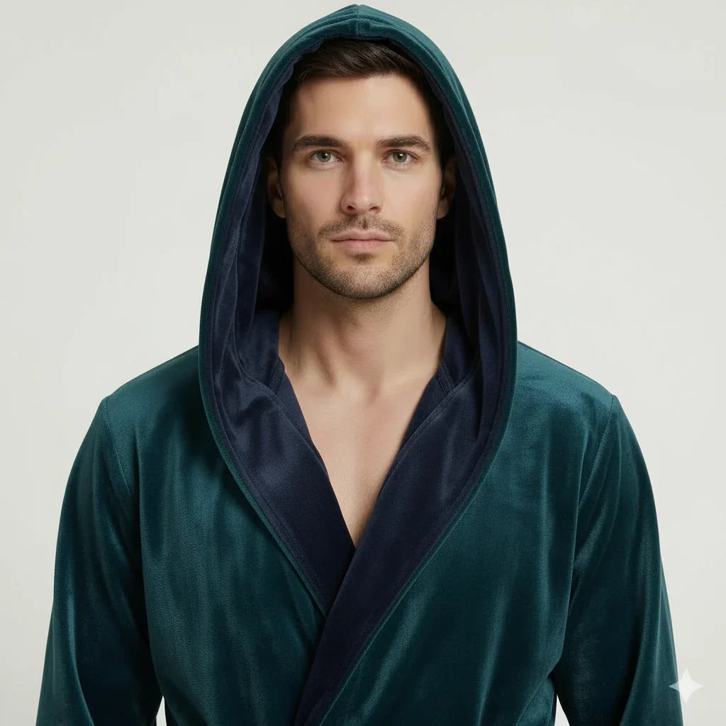 Men's Hooded Plush Robe – Ultra-Soft Microfiber