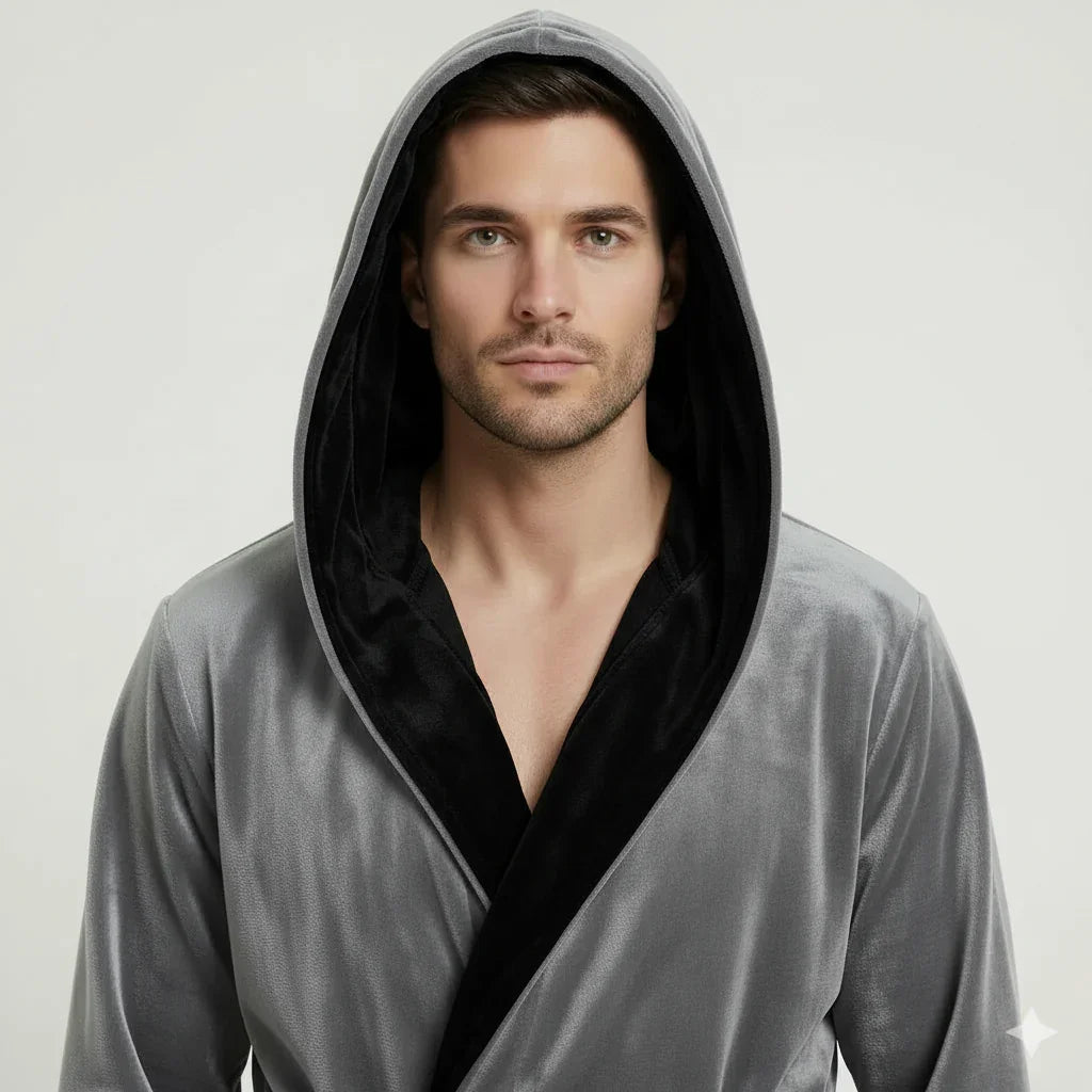 Men's Hooded Plush Robe – Ultra-Soft Microfiber