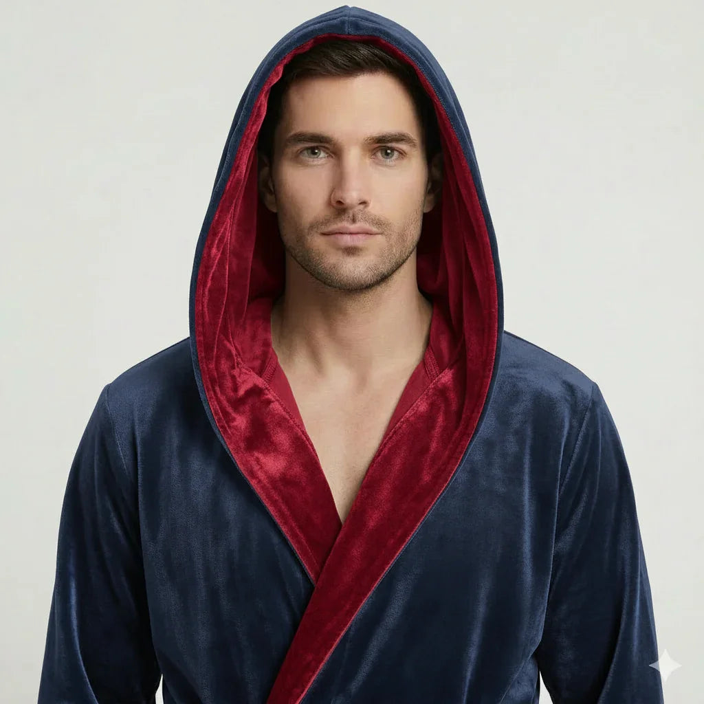 Men's Hooded Plush Robe – Ultra-Soft Microfiber