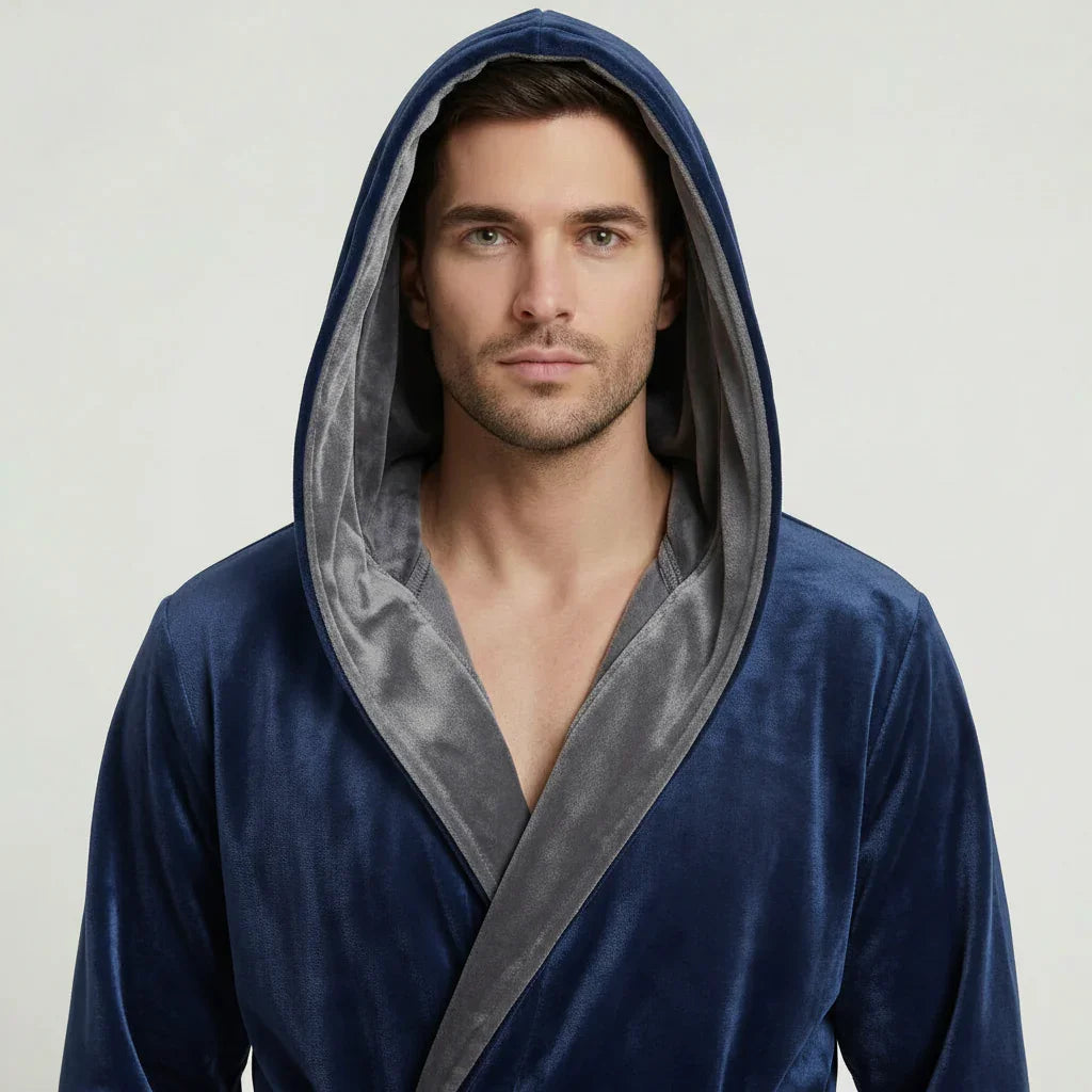 Men's Hooded Plush Robe – Ultra-Soft Microfiber