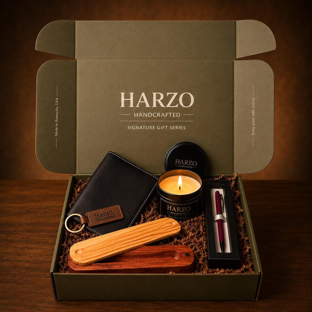 The Study — Leather Journal, Pen & Candle Gift Set