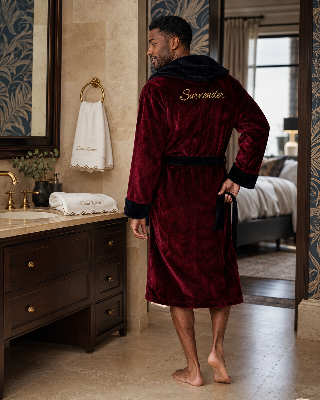 Men's Hooded Plush Robe – Ultra-Soft Microfiber