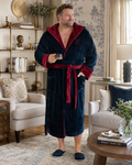 Men's Hooded Plush Robe – Ultra-Soft Microfiber