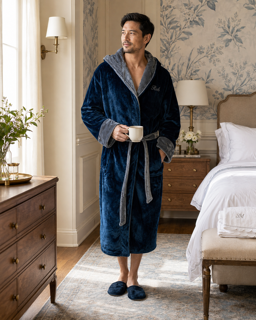 Men's Hooded Plush Robe – Ultra-Soft Microfiber