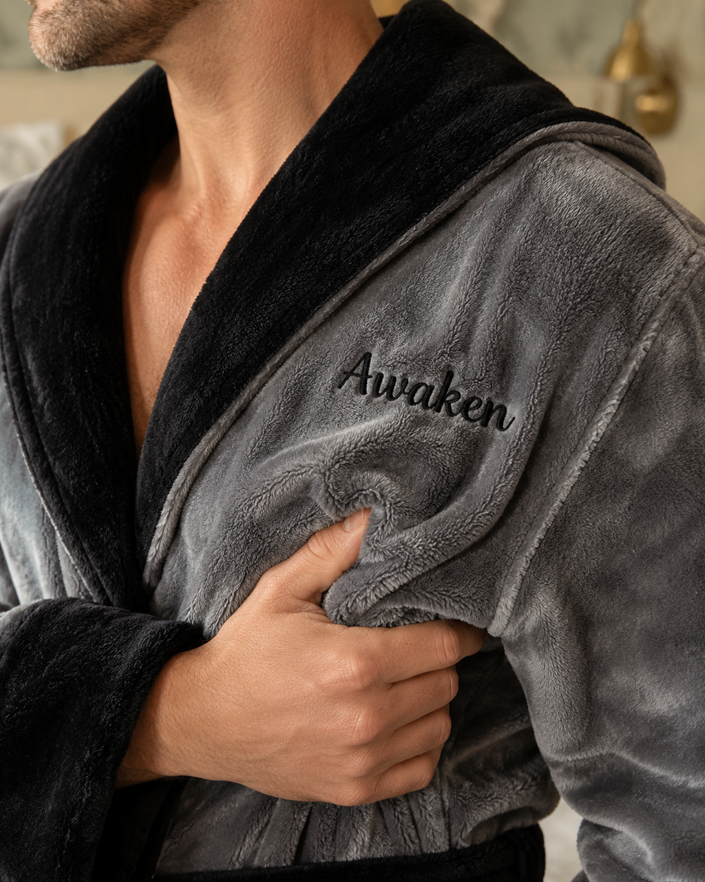 Men's Hooded Plush Robe – Ultra-Soft Microfiber