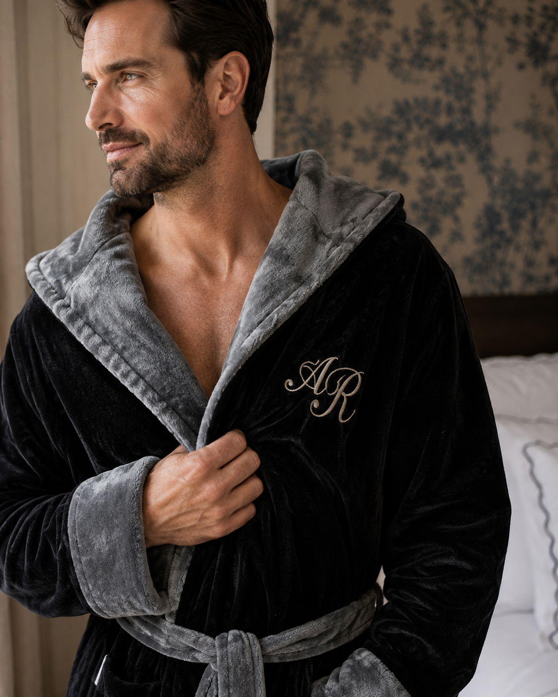 Men's Hooded Plush Robe – Ultra-Soft Microfiber