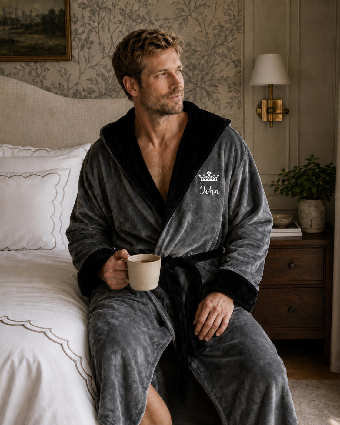 Men's Hooded Plush Robe – Ultra-Soft Microfiber