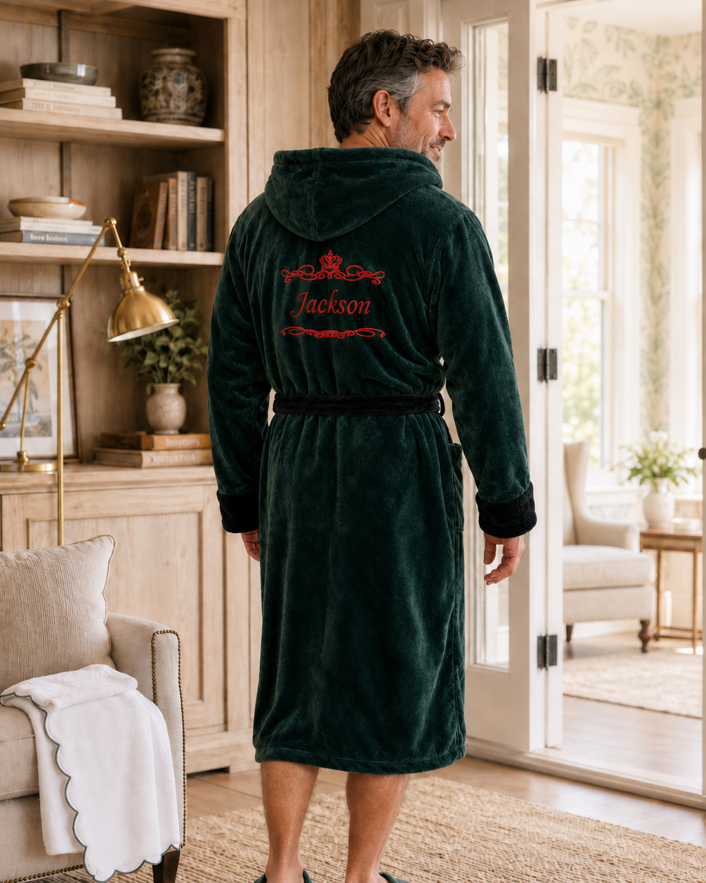 Men's Hooded Plush Robe – Ultra-Soft Microfiber