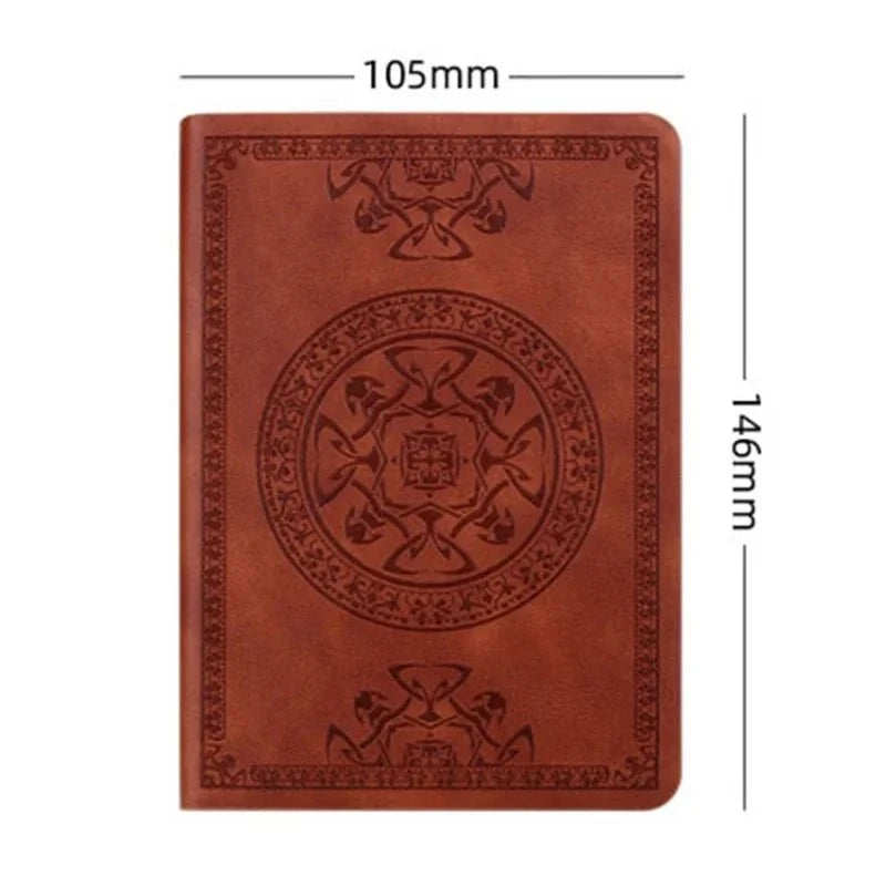 Brown A6 Vintage Pocket Notebook showing 105 by 146 millimeter dimensions