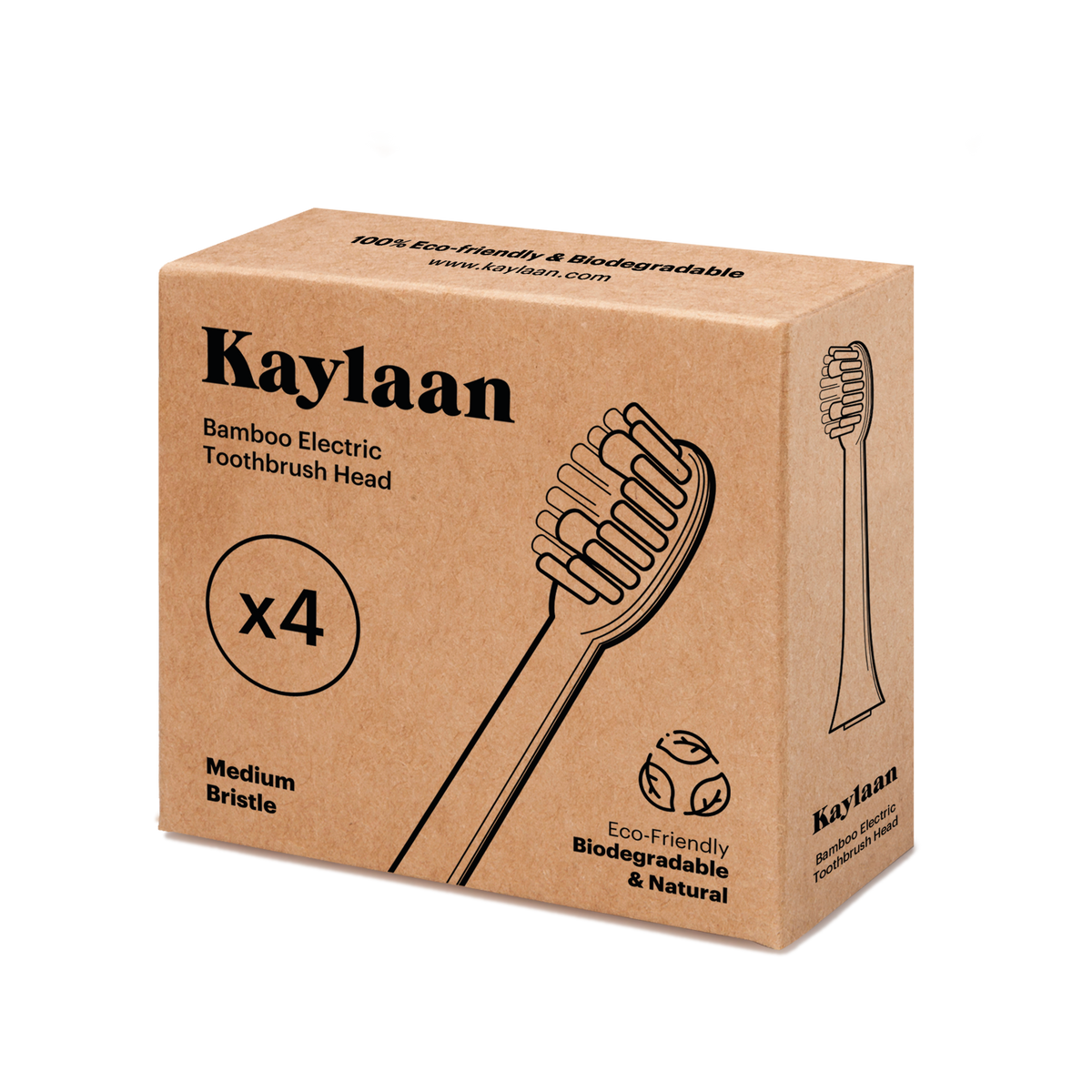 Kaylaan Bamboo Toothbrush Heads – 4-Pack